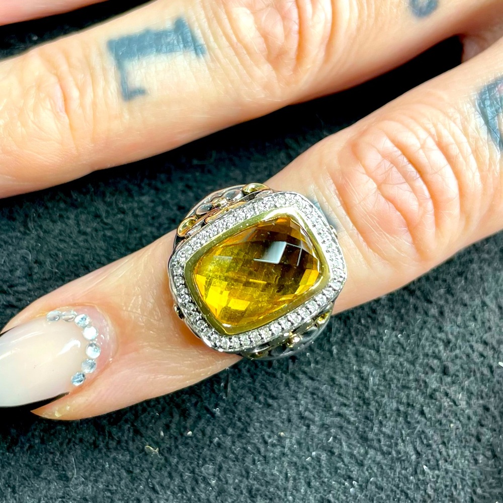Christos, stunning genuine, citrine and diamond ring✨